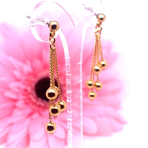 Gold Dangle Earrings - Picture 4 of 5